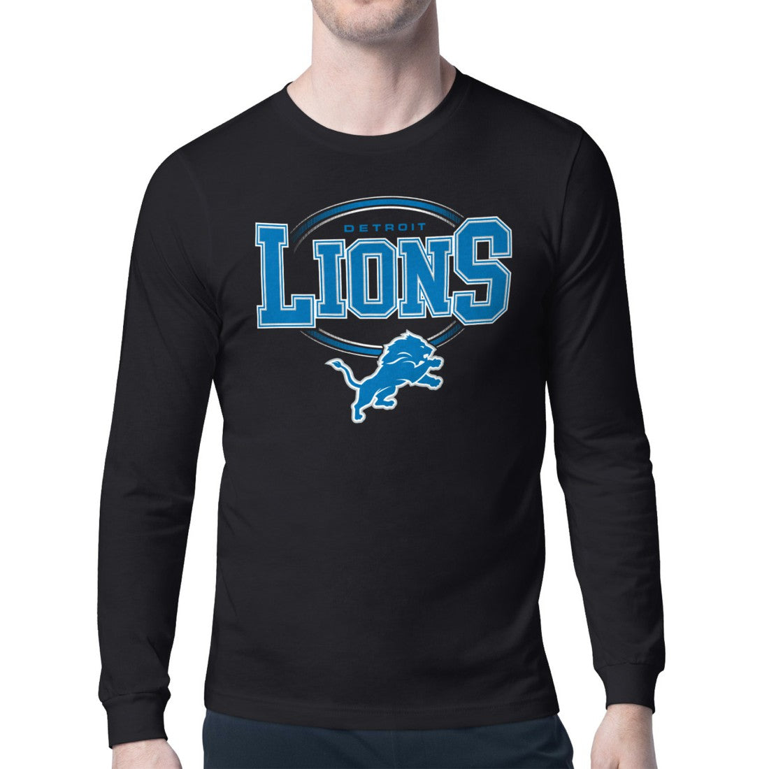 Detroit Lions Starter Team Track Graphic Long Sleeve T-Shirt Black - NFL