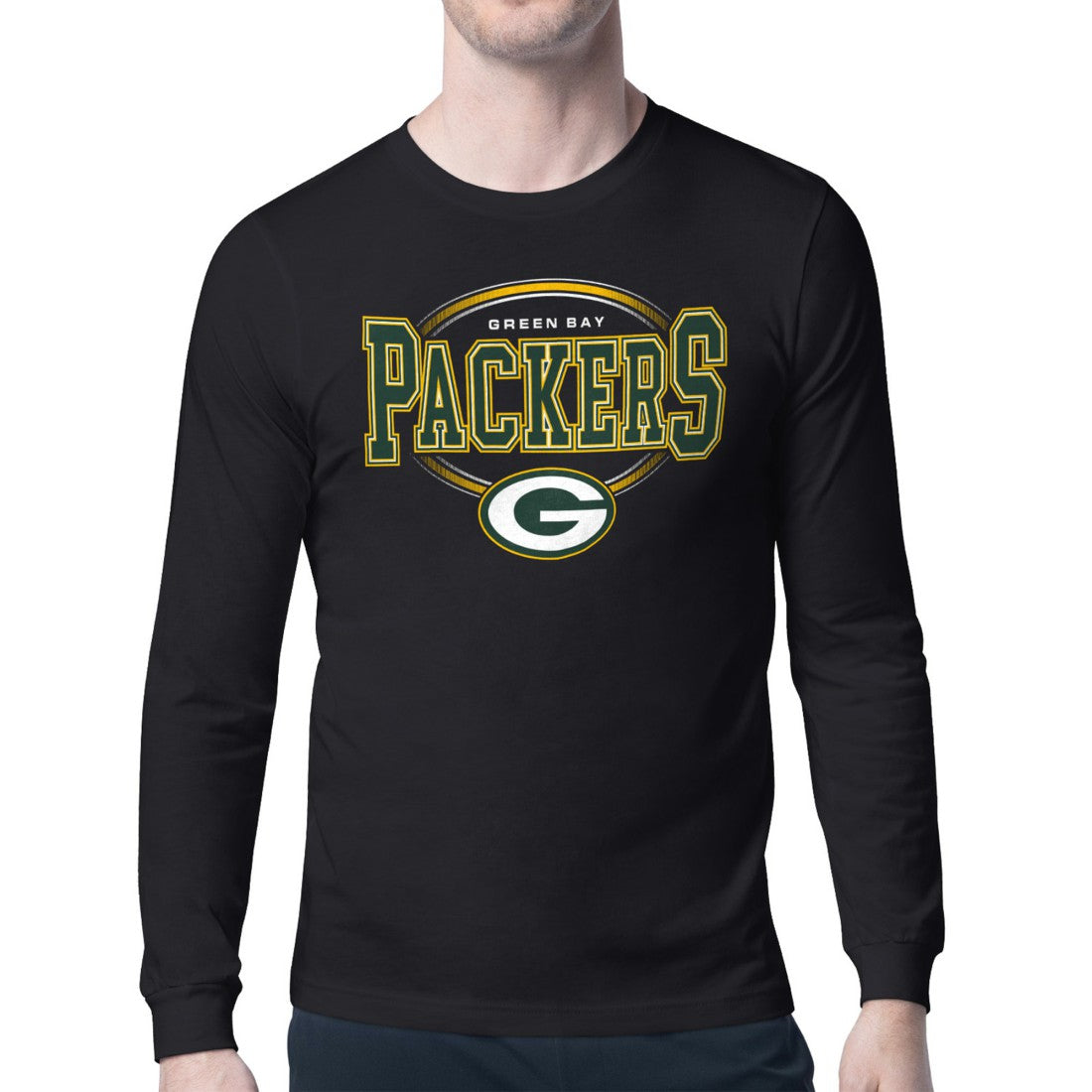 Green Bay Packers Starter Team Track Graphic Long Sleeve T-Shirt Black - NFL