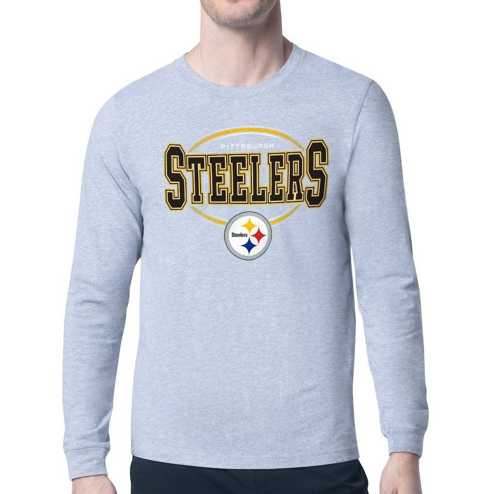 Pittsburgh Steelers Starter Team Track Graphic Long Sleeve T-Shirt Heather Gray - NFL