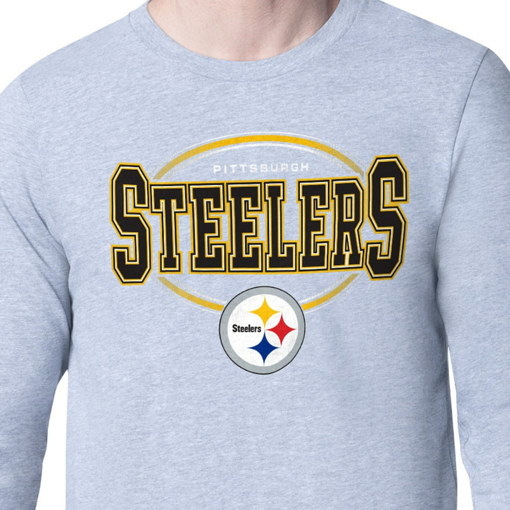 Pittsburgh Steelers Starter Team Track Graphic Long Sleeve T-Shirt Heather Gray - NFL