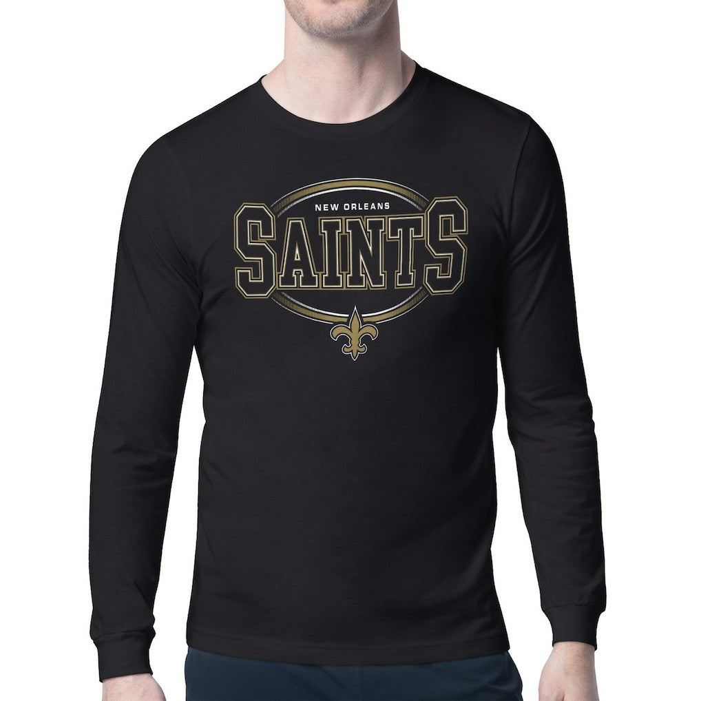 New Orleans Saints Starter Team Track Graphic Long Sleeve T-Shirt Black - NFL