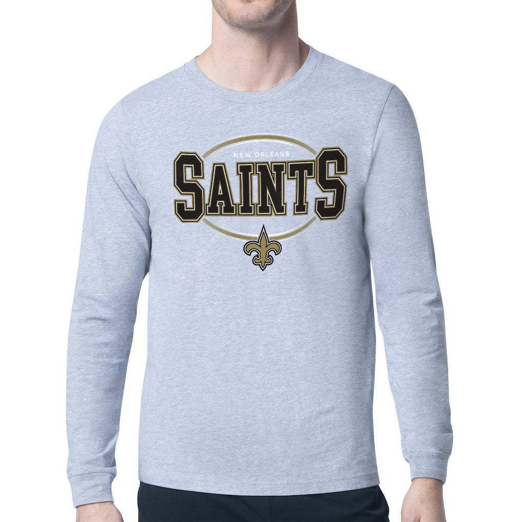 New Orleans Saints Starter Team Track Graphic Long Sleeve T-Shirt Heather Gray - NFL