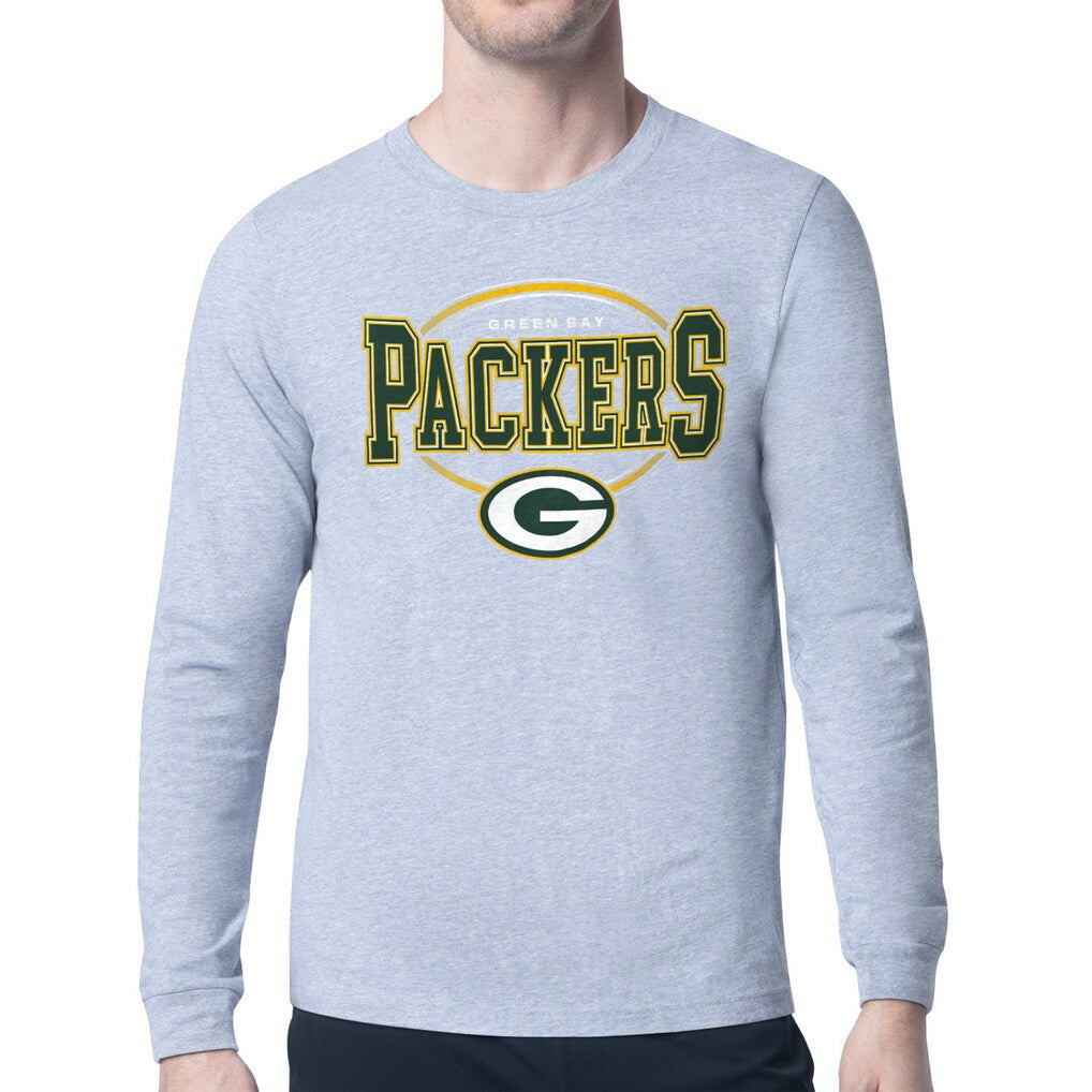 Green Bay Packers Starter Team Track Graphic Long Sleeve T-Shirt Heather Gray - NFL