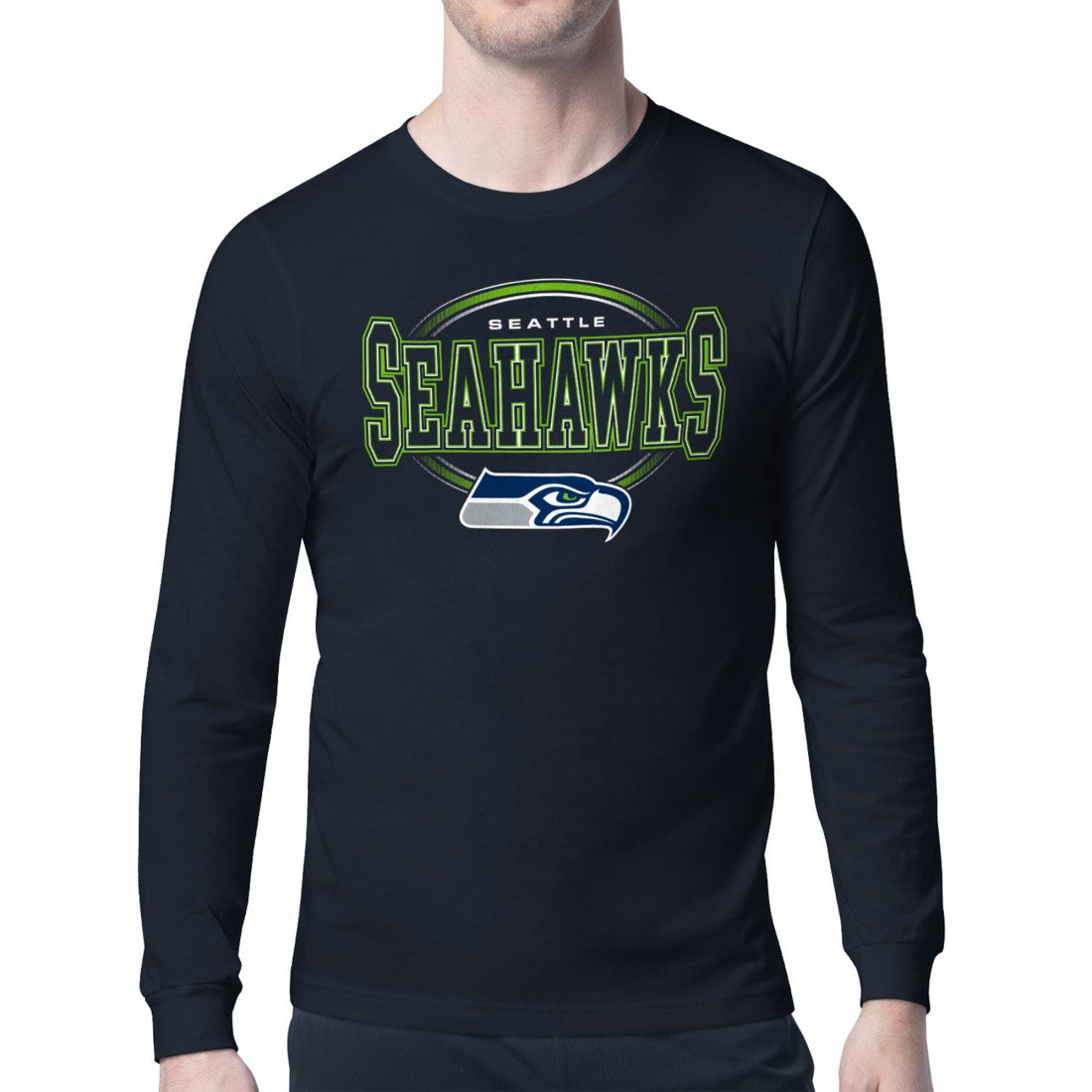Seattle Seahawks Starter Team Track Graphic Long Sleeve T-Shirt College Navy - NFL