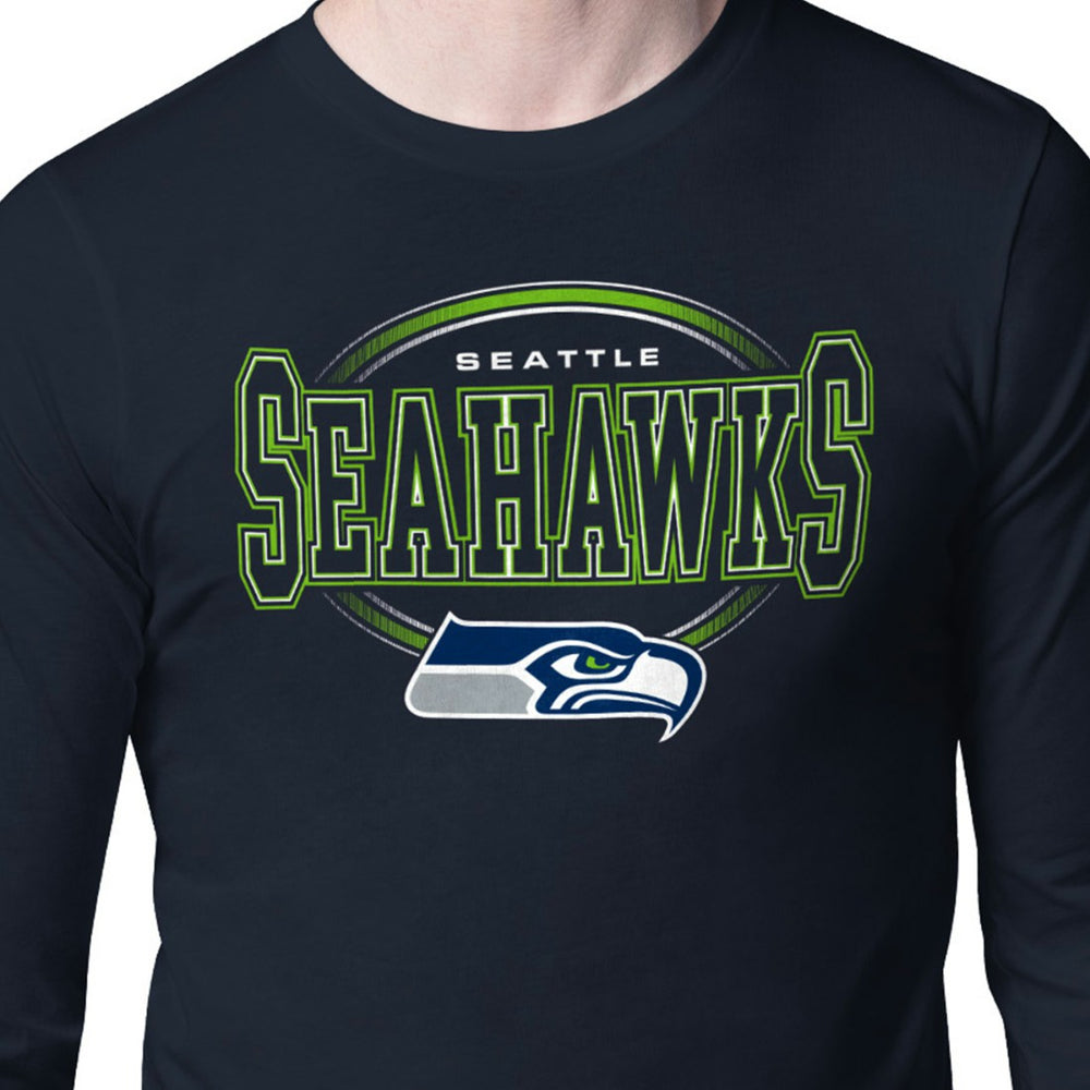 Seattle Seahawks Starter Team Track Graphic Long Sleeve T-Shirt College Navy - NFL