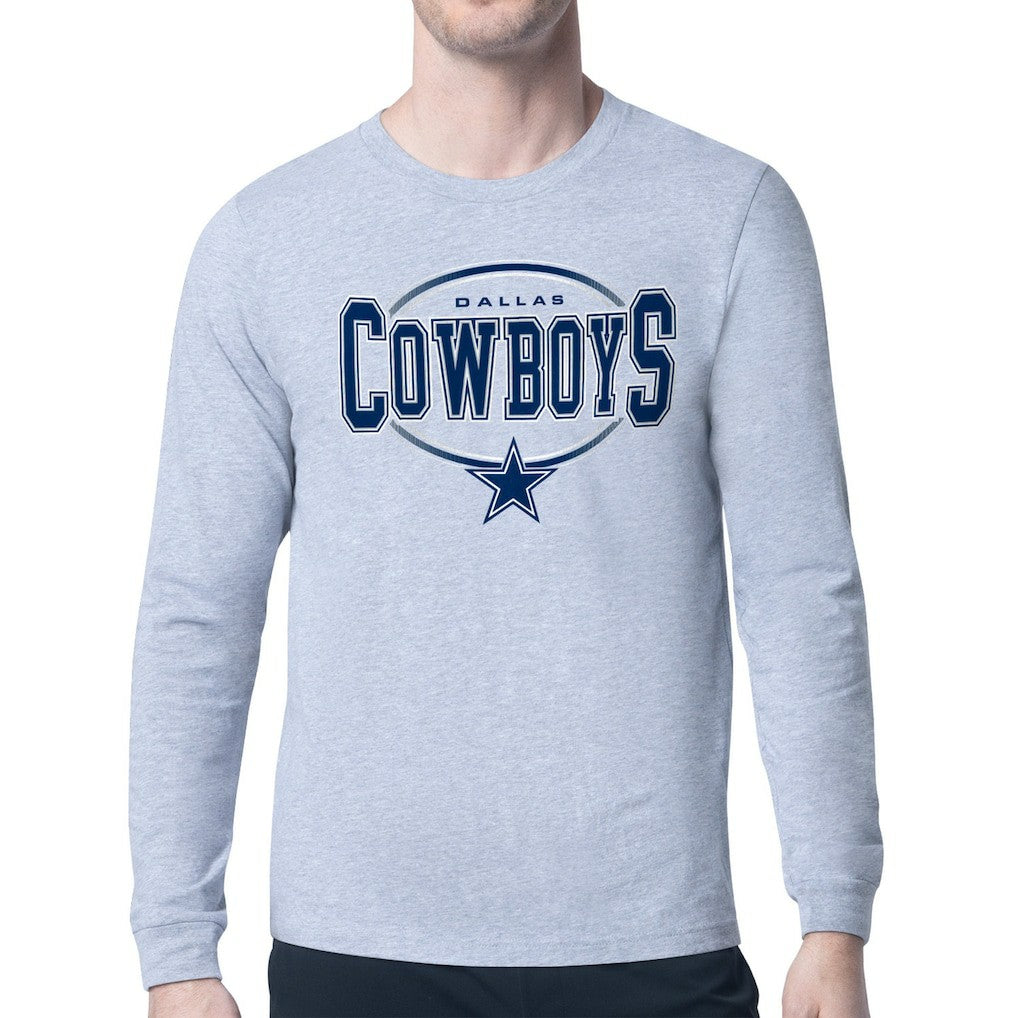 Dallas Cowboys Starter Team Track Graphic Long Sleeve T-Shirt Heather Gray - NFL