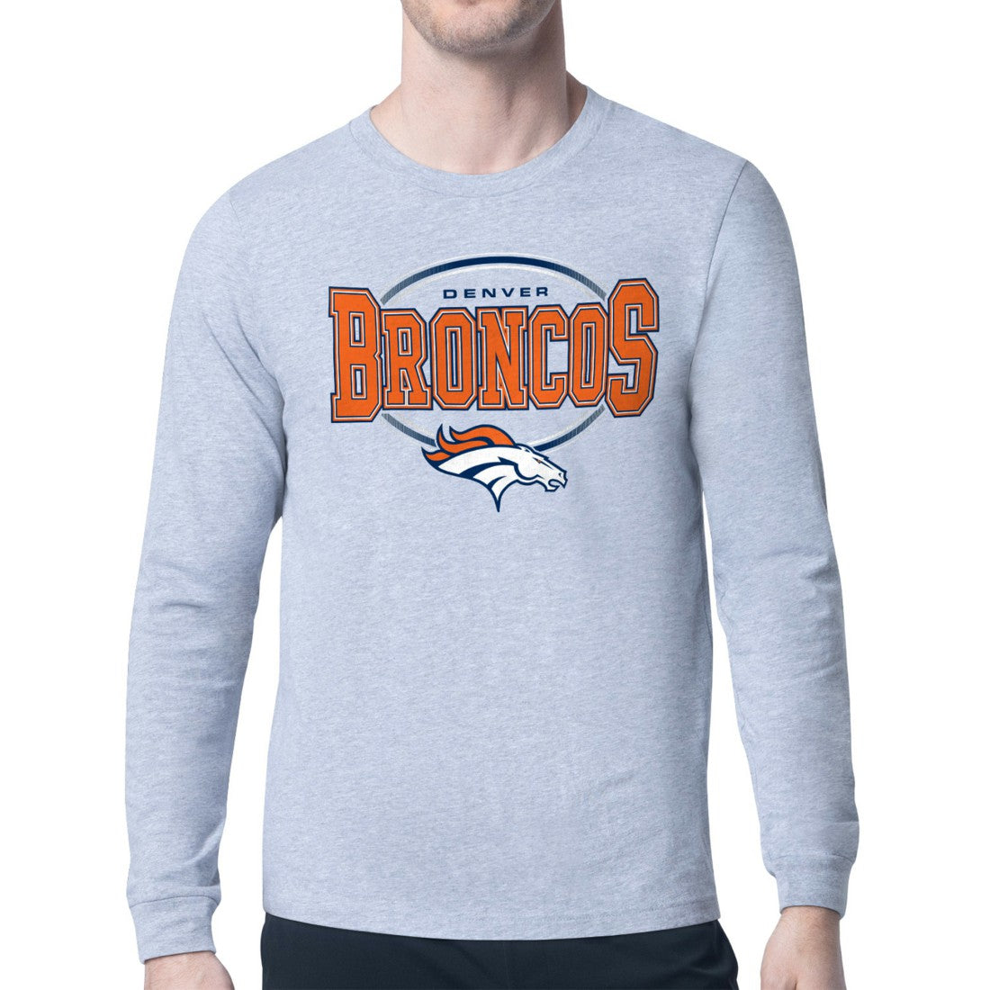 Denver Broncos Starter Team Track Graphic Long Sleeve T-Shirt Heather Gray - NFL