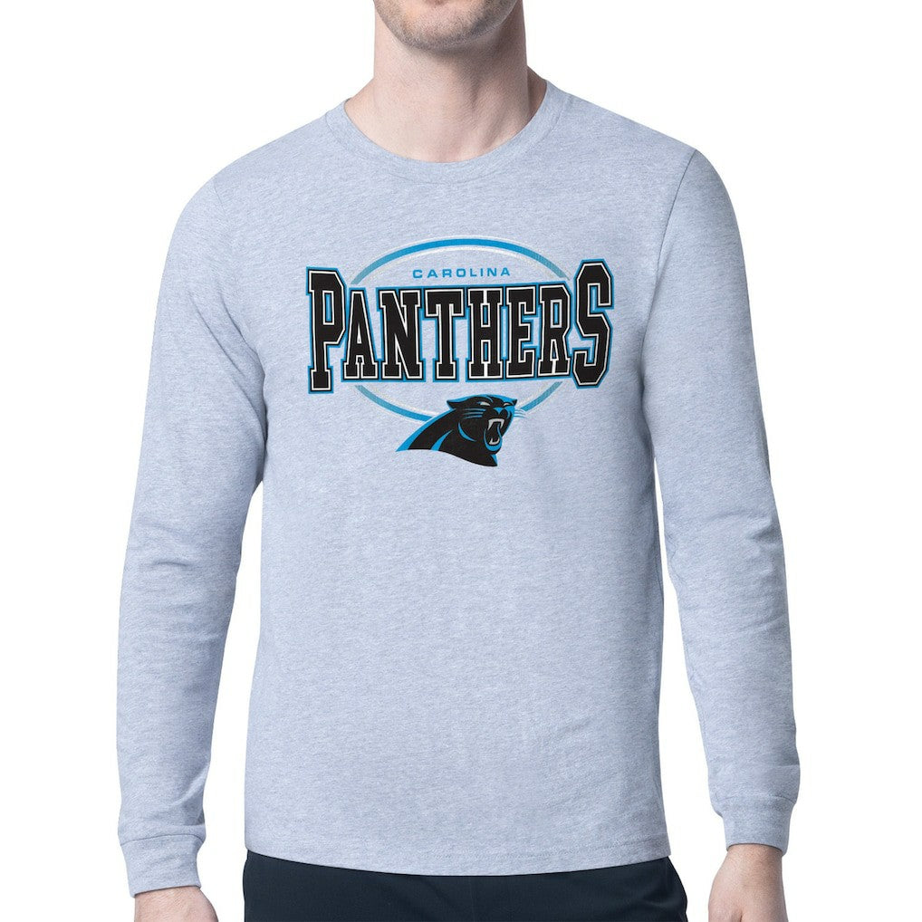 Carolina Panthers Starter Team Track Graphic Long Sleeve T-Shirt Heather Gray - NFL