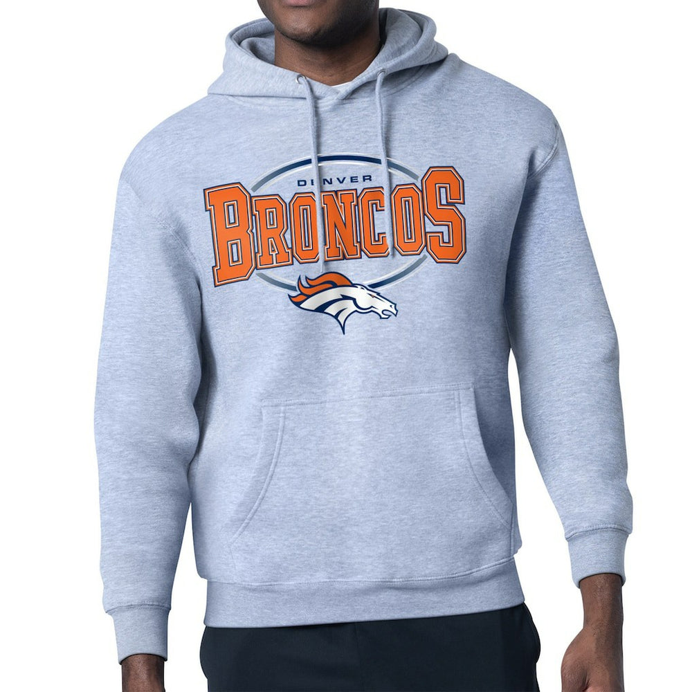 Denver Broncos Starter Team Track Graphic Pullover Hoodie Heather Gray - NFL