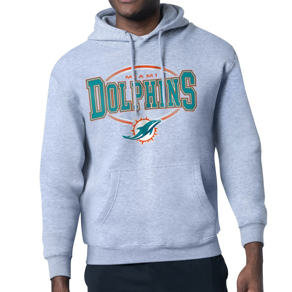Miami Dolphins Starter Team Track Graphic Pullover Hoodie Heather Gray - NFL