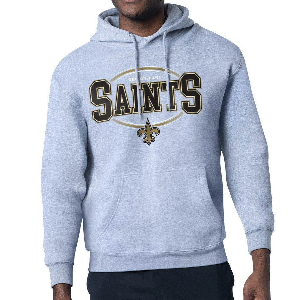 New Orleans Saints Starter Team Track Graphic Pullover Hoodie Heather Gray - NFL