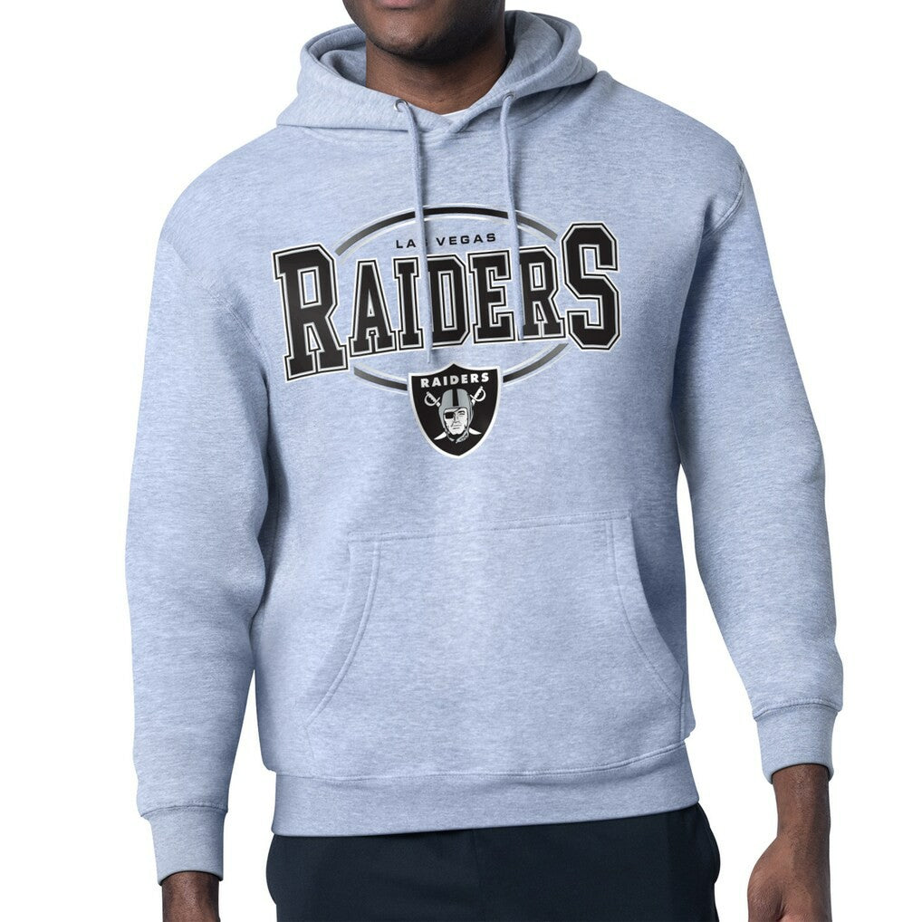 Las Vegas Raiders Starter Team Track Graphic Pullover Hoodie Heather Gray - NFL