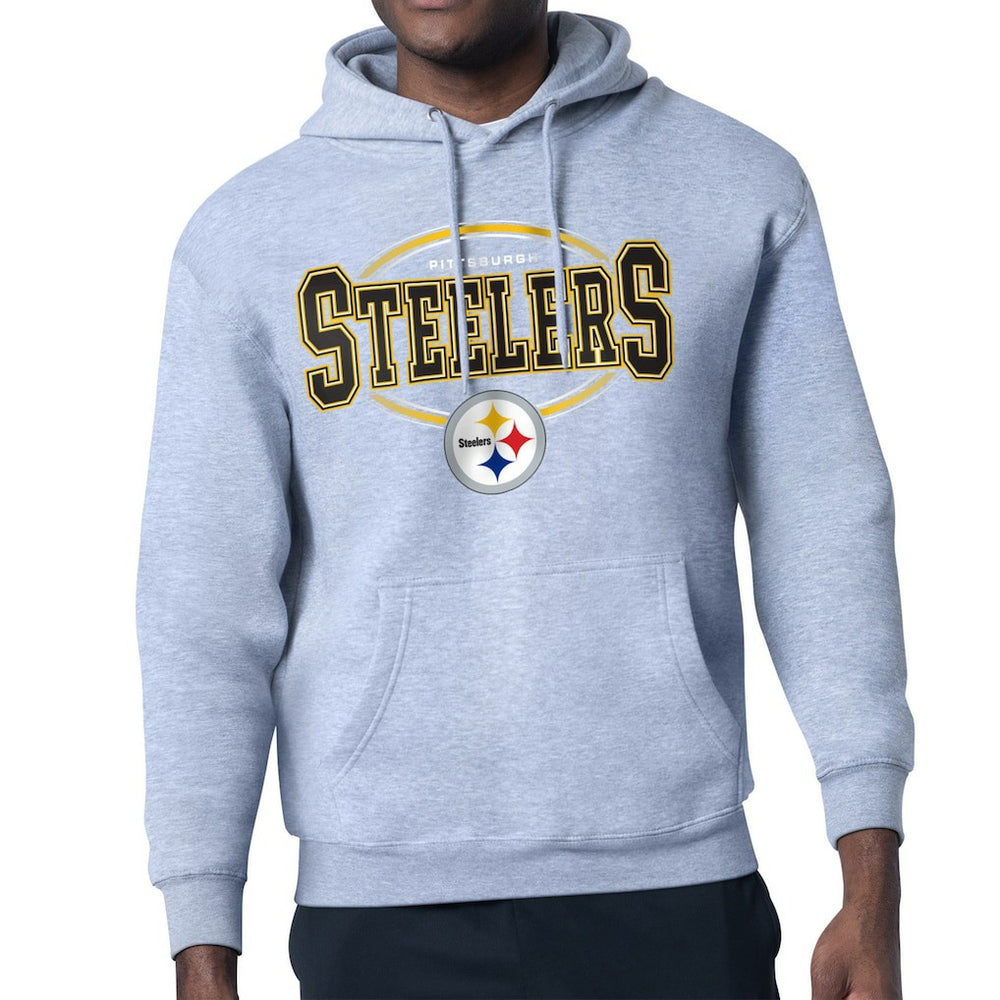 Pittsburgh Steelers Starter Team Track Graphic Pullover Hoodie Heather Gray - NFL