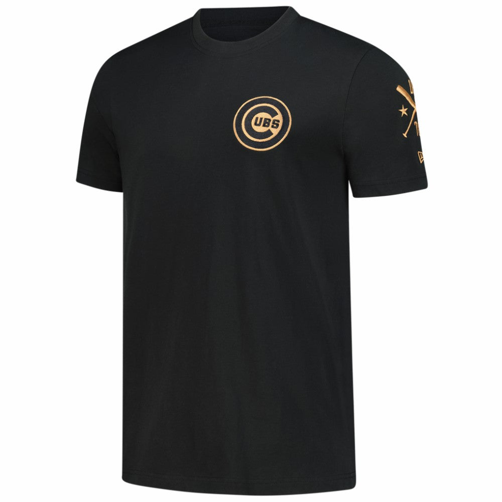Chicago Cubs New Era Bronze Logo with Cross Bats Established T-Shirt Clearance