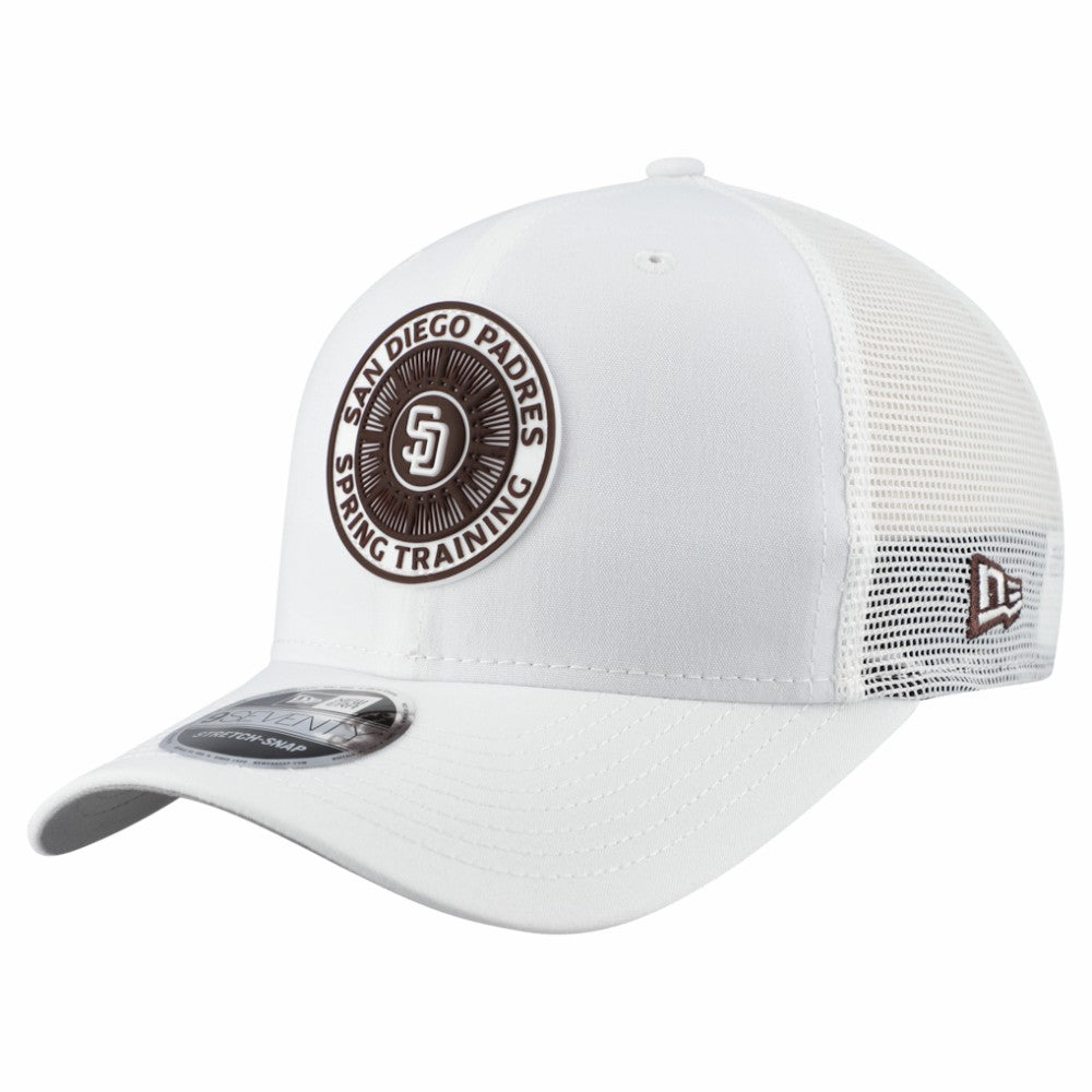 San Diego Padres New Era 2026 Spring Training Fan Pack 9SEVENTY Adjustable Trucker Hat Lifestyle