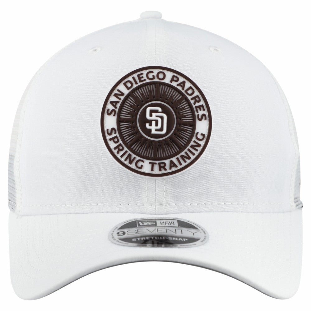 San Diego Padres New Era 2026 Spring Training Fan Pack 9SEVENTY Adjustable Trucker Hat Lifestyle
