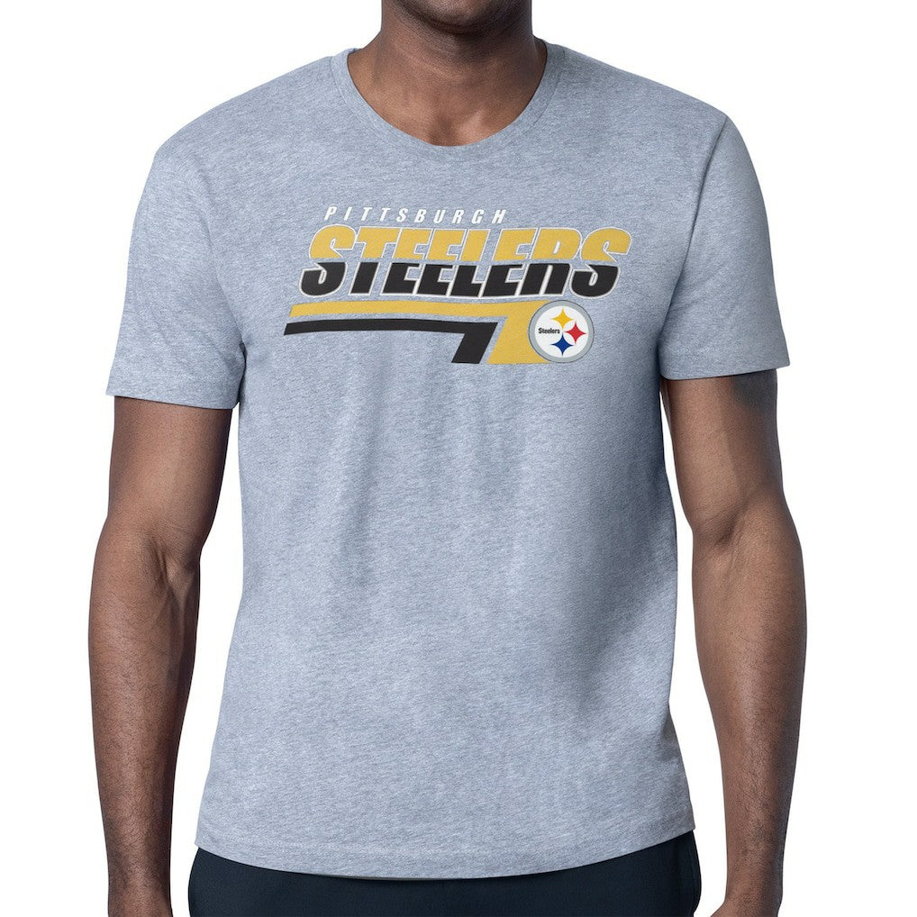 Pittsburgh Steelers Starter Logo Push Graphic T-Shirt Heather Gray - NFL