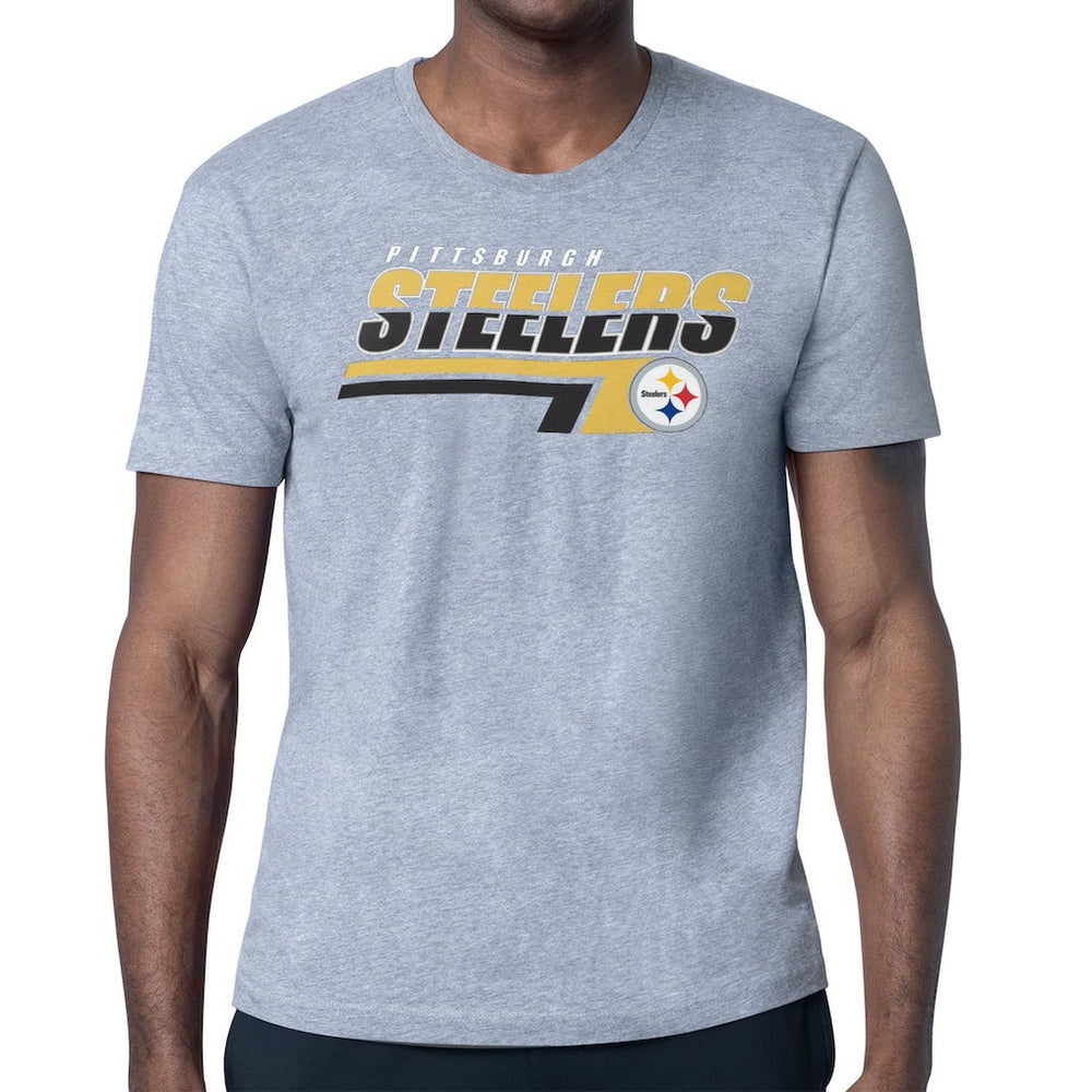 Pittsburgh Steelers Starter Logo Push Graphic T-Shirt Heather Gray - NFL