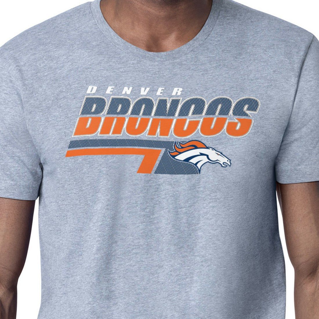 Denver Broncos Starter Logo Push Graphic T-Shirt Heather Gray - NFL