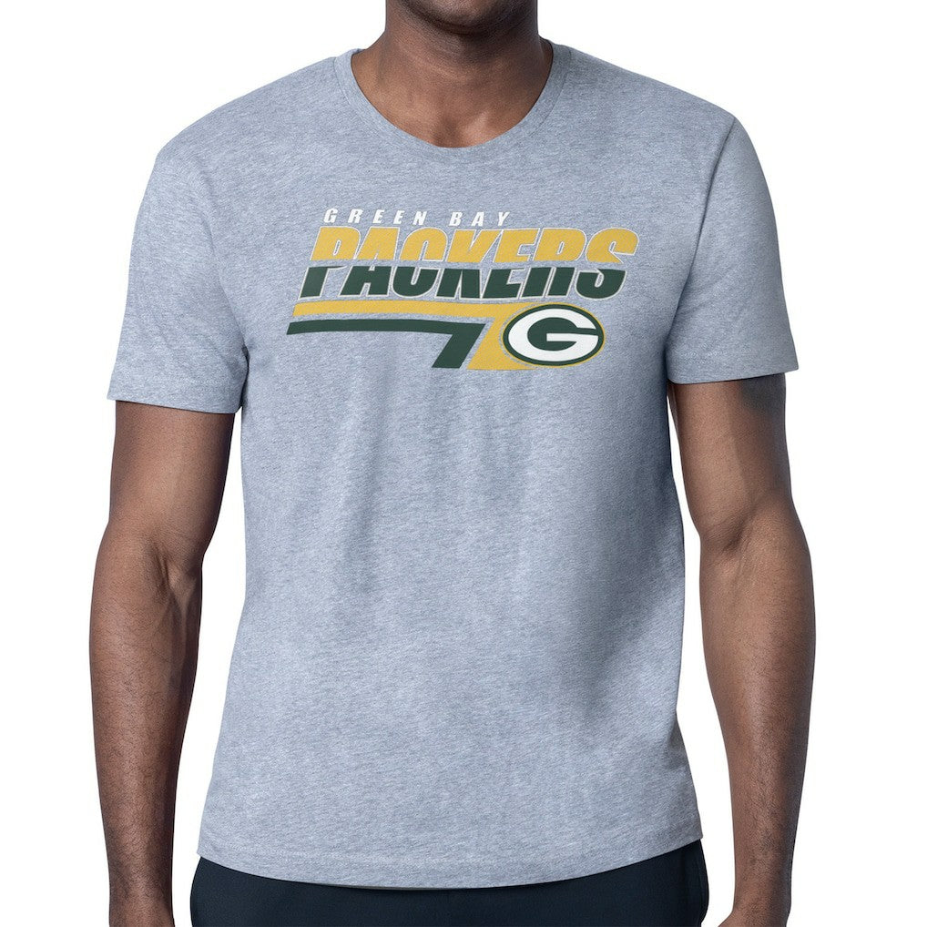 Green Bay Packers Starter Logo Push Graphic T-Shirt Heather Gray - NFL