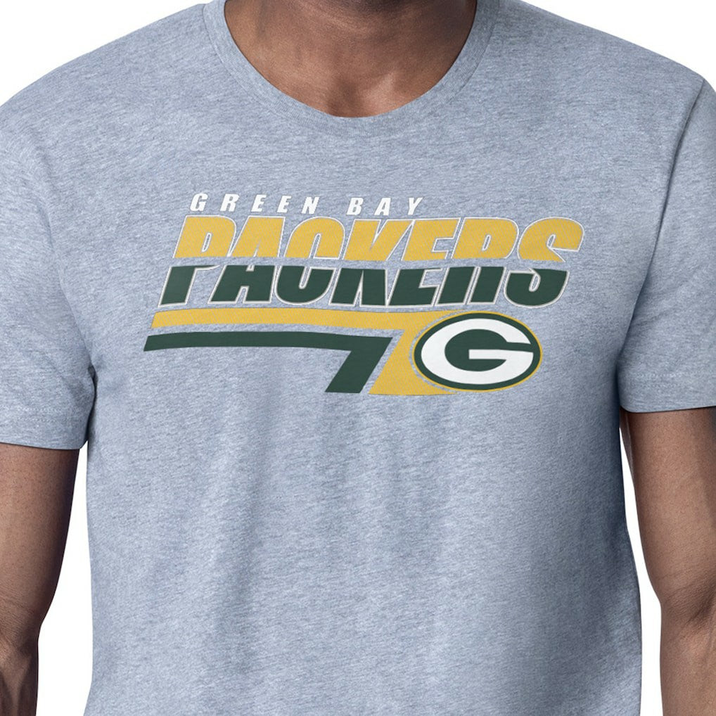 Green Bay Packers Starter Logo Push Graphic T-Shirt Heather Gray - NFL