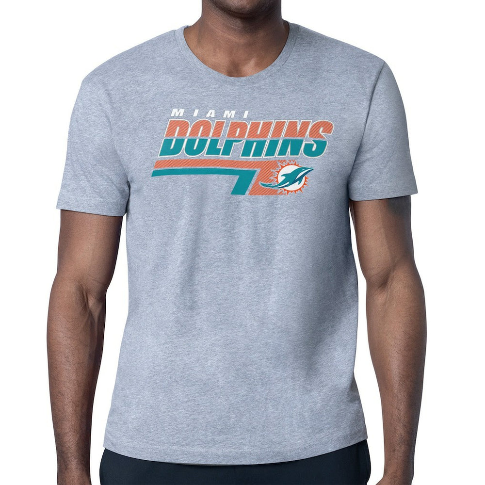 Miami Dolphins Starter Logo Push Graphic T-Shirt Heather Gray - NFL