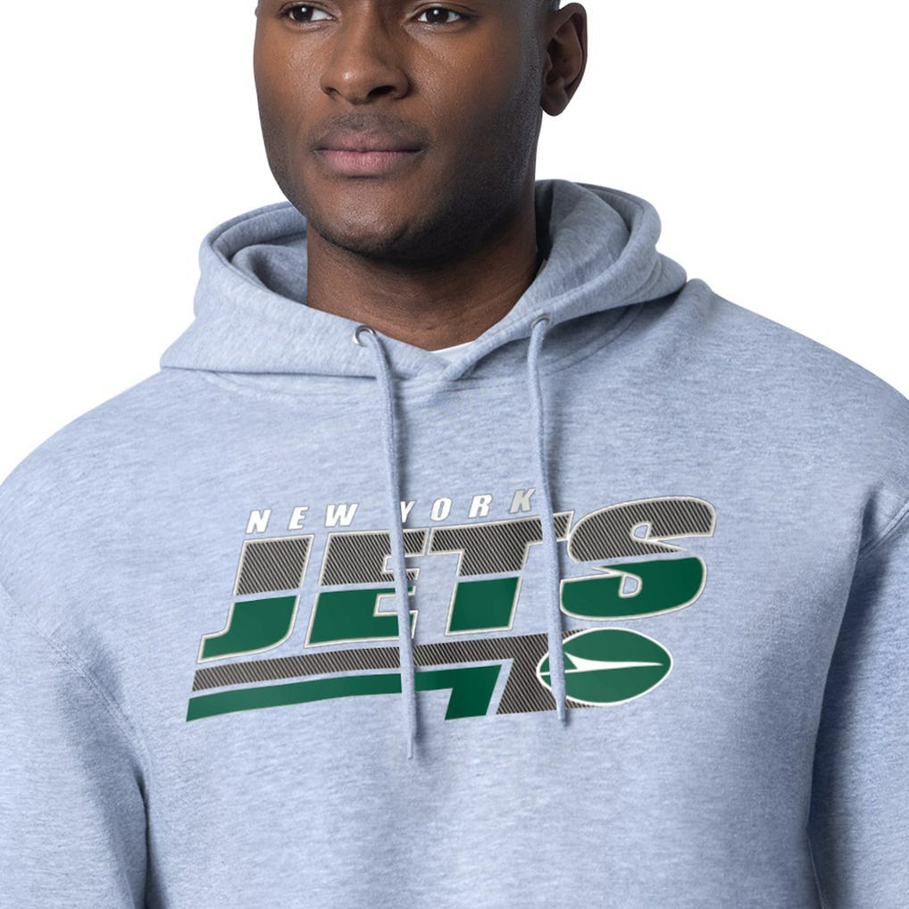 New York Jets Starter Logo Push Graphic Hoodie Heather Gray - NFL