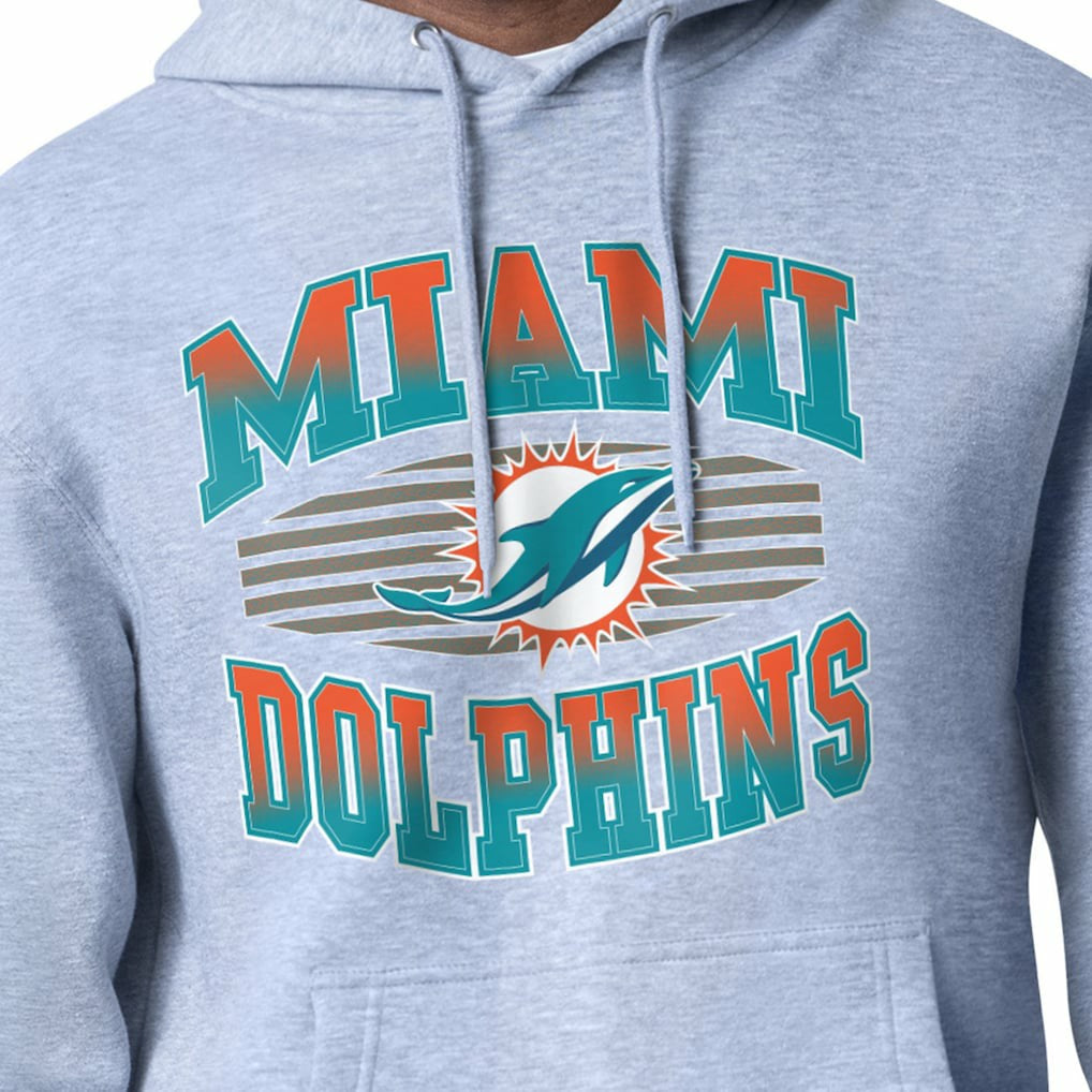 Miami Dolphins Starter Team Grit Graphic Hoodie Heather Gray - NFL