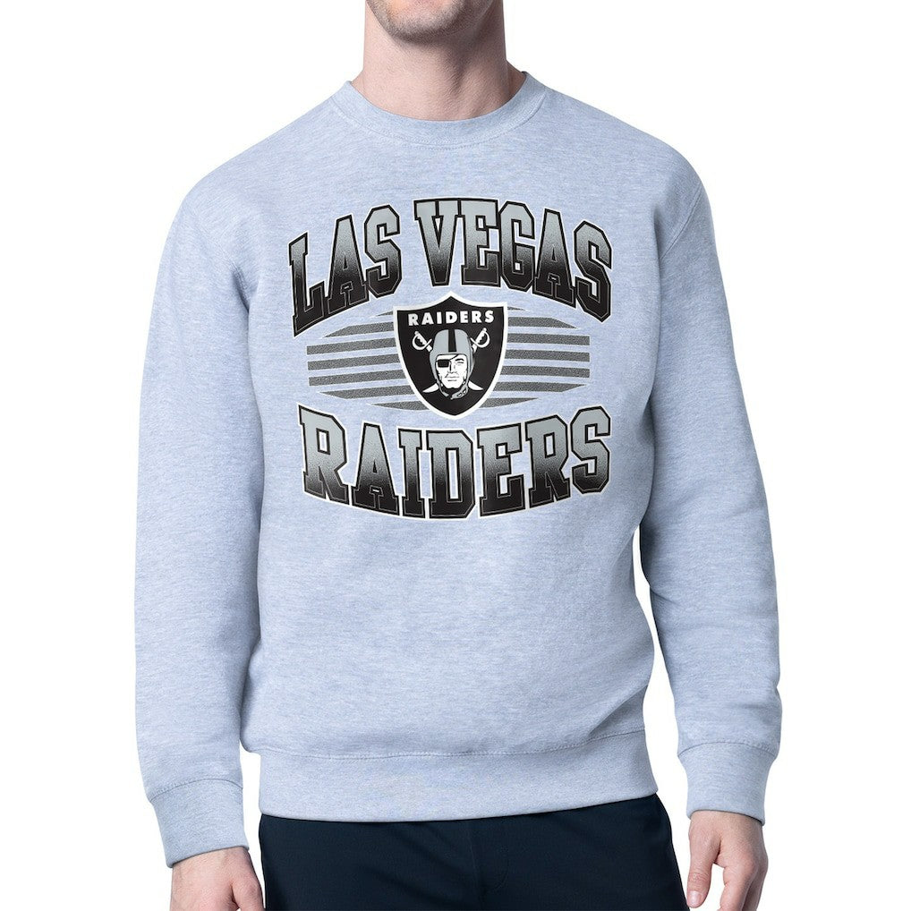 Las Vegas Raiders Starter Team Grit Graphic Fleece Pullover Sweatshirt Heather Gray - NFL