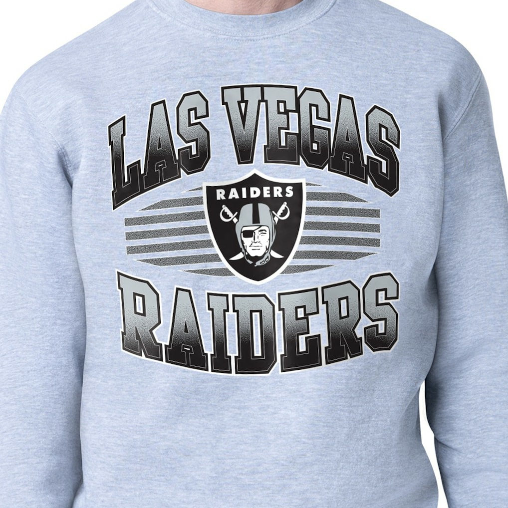Las Vegas Raiders Starter Team Grit Graphic Fleece Pullover Sweatshirt Heather Gray - NFL