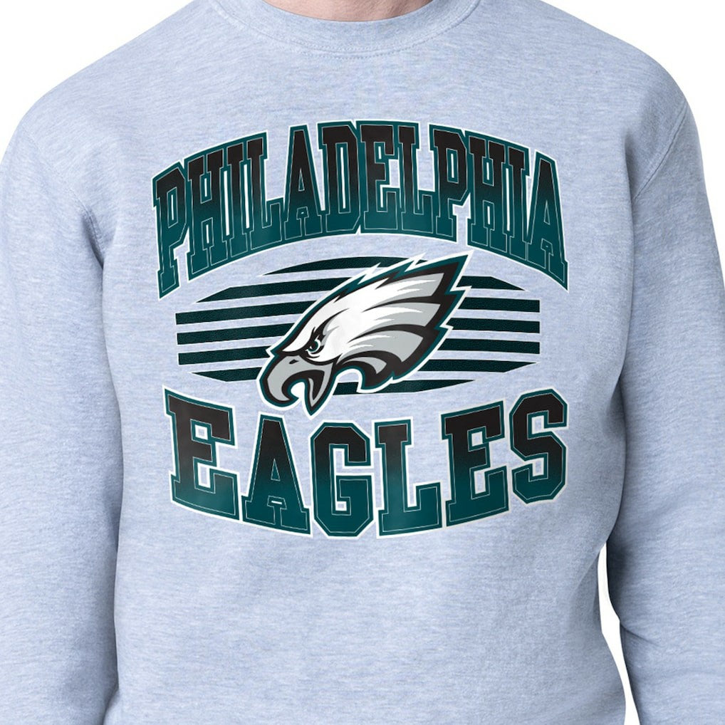 Philadelphia Eagles Starter Team Grit Graphic Fleece Pullover Sweatshirt Heather Gray - NFL