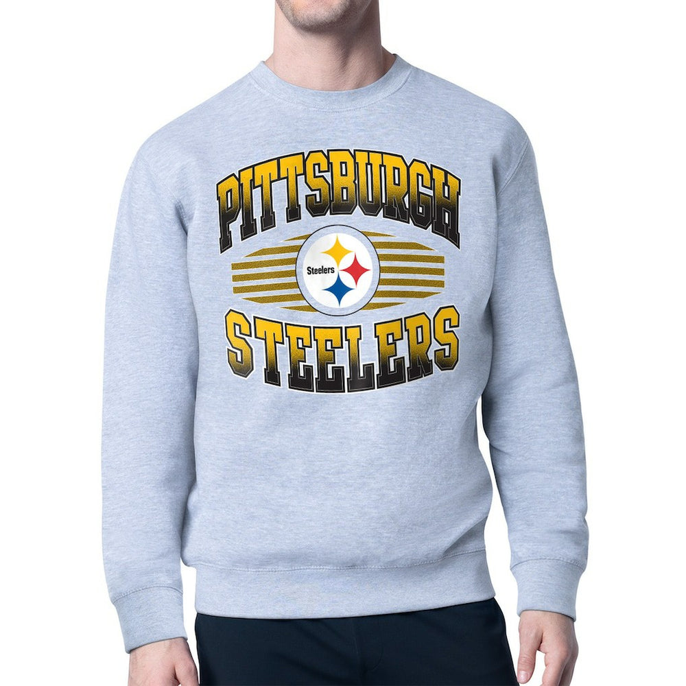 Pittsburgh Steelers Starter Team Grit Graphic Fleece Pullover Sweatshirt Heather Gray - NFL