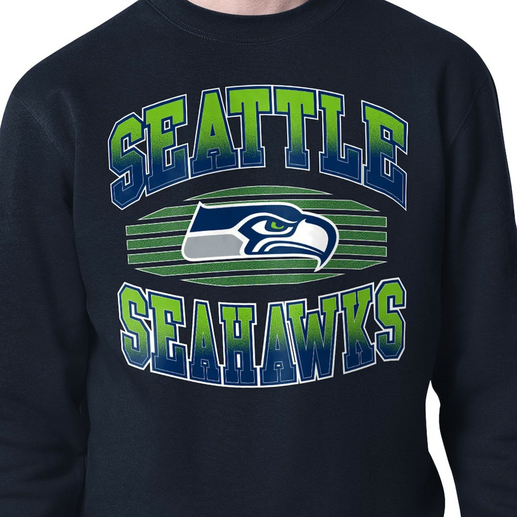 Seattle Seahawks Starter Team Grit Graphic Fleece Pullover Sweatshirt College Navy - NFL