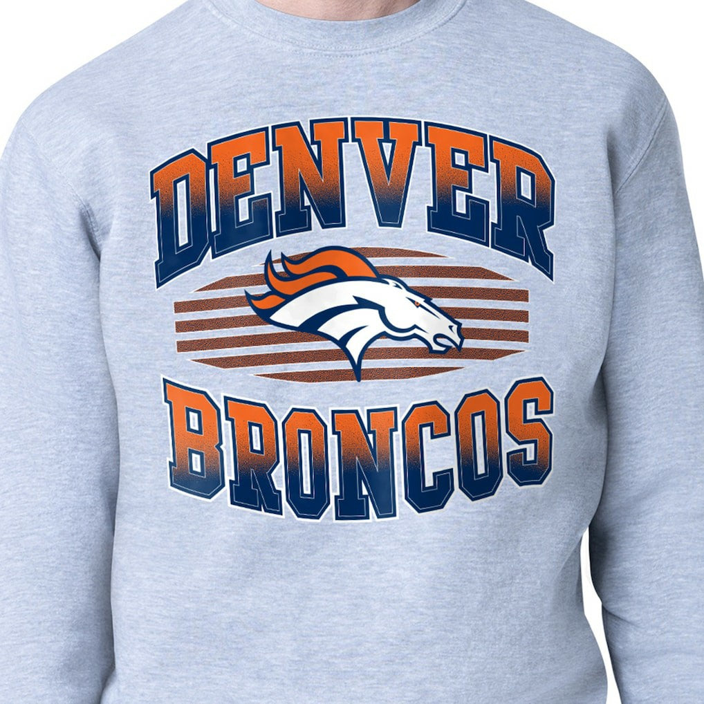 Denver Broncos Starter Team Grit Graphic Fleece Pullover Sweatshirt Heather Gray - NFL