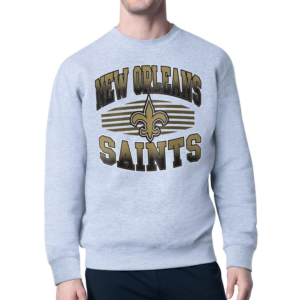 New Orleans Saints Starter Team Grit Graphic Fleece Pullover Sweatshirt Heather Gray - NFL