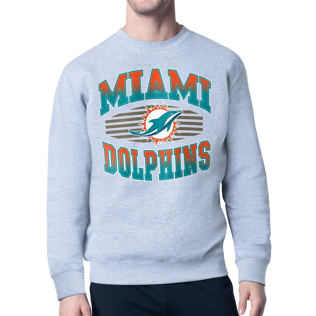 Miami Dolphins Starter Team Grit Graphic Fleece Pullover Sweatshirt Heather Gray - NFL