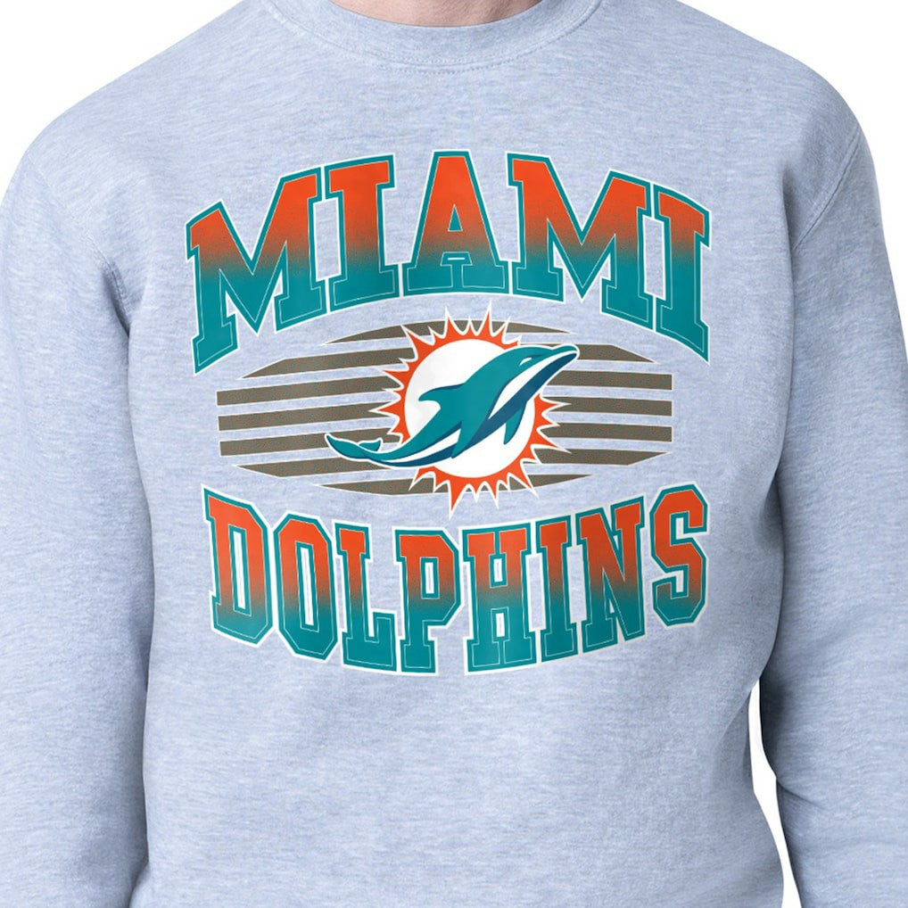 Miami Dolphins Starter Team Grit Graphic Fleece Pullover Sweatshirt Heather Gray - NFL