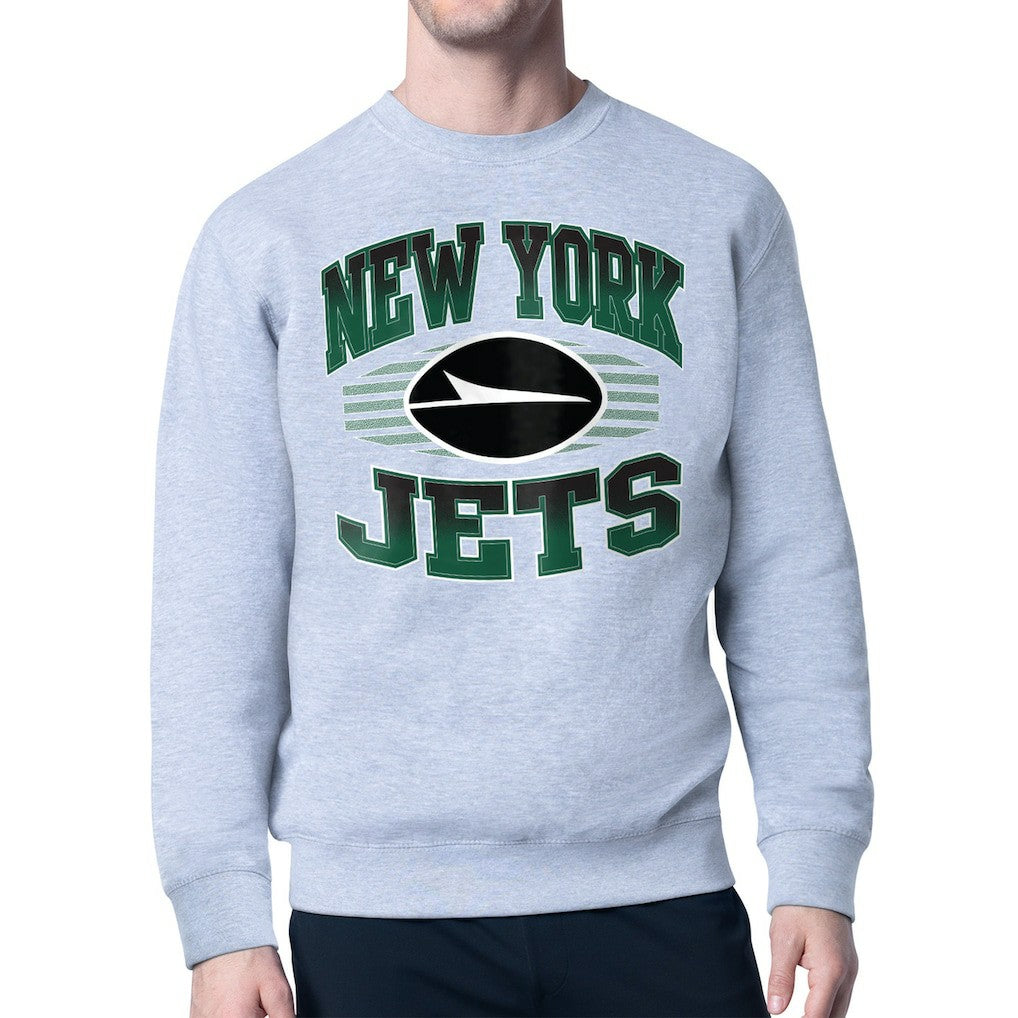 New York Jets Starter Team Grit Graphic Fleece Pullover Sweatshirt Heather Gray - NFL