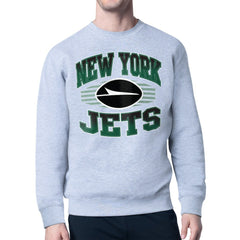 New York Jets Starter Team Grit Graphic Fleece Pullover Sweatshirt Heather Gray - NFL