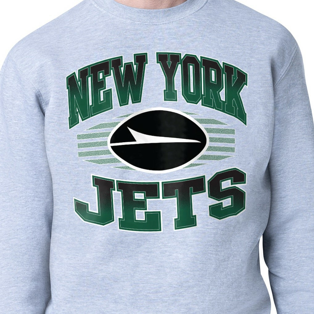 New York Jets Starter Team Grit Graphic Fleece Pullover Sweatshirt Heather Gray - NFL
