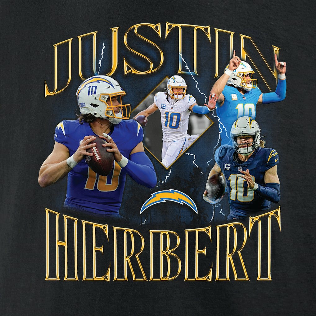 Justin Herbert Los Angeles Chargers Notorious Graphic T-Shirt Black - NFL