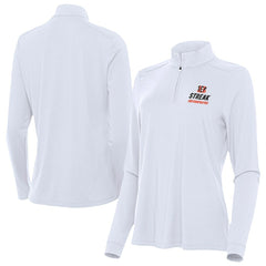 Cincinnati Bengals Antigua Women's Streak Intent Quarter-Zip Pullover White - NFL