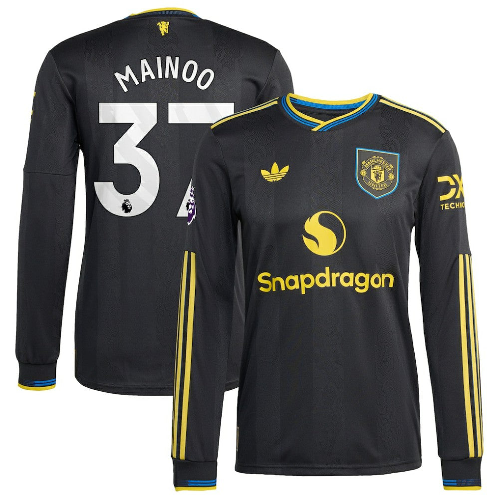 Adidas Kobbie Mainoo Manchester United 2025/26 Third Long Sleeve Player Jerseys - Black