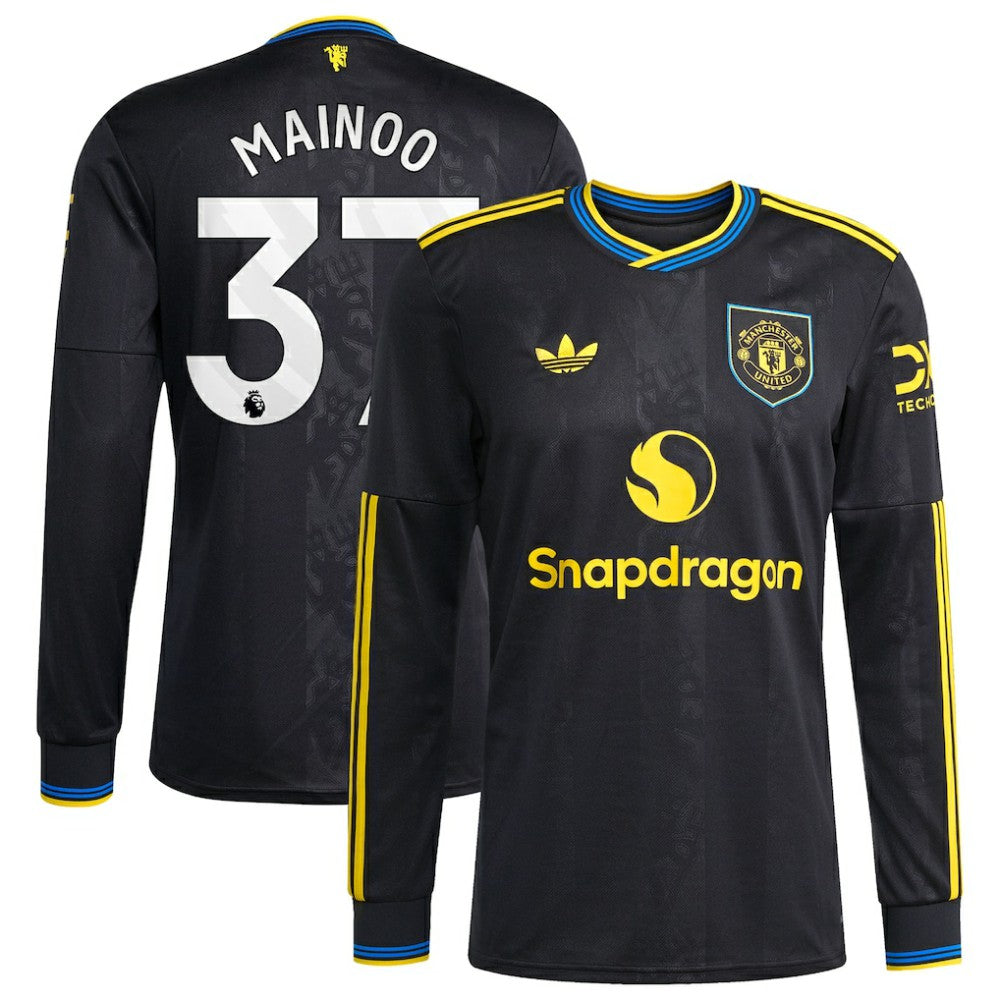 Adidas Kobbie Mainoo Manchester United 2025/26 Third Replica Long Sleeve Player Jerseys - Black