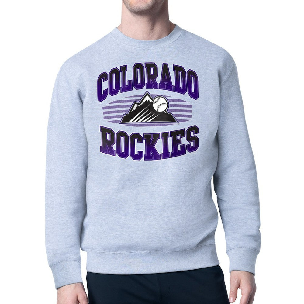 Colorado Rockies Starter Team Grit Graphic Fleece Pullover Sweatshirt Lifestyle