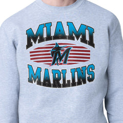 Miami Marlins Starter Team Grit Graphic Fleece Pullover Sweatshirt Clearance
