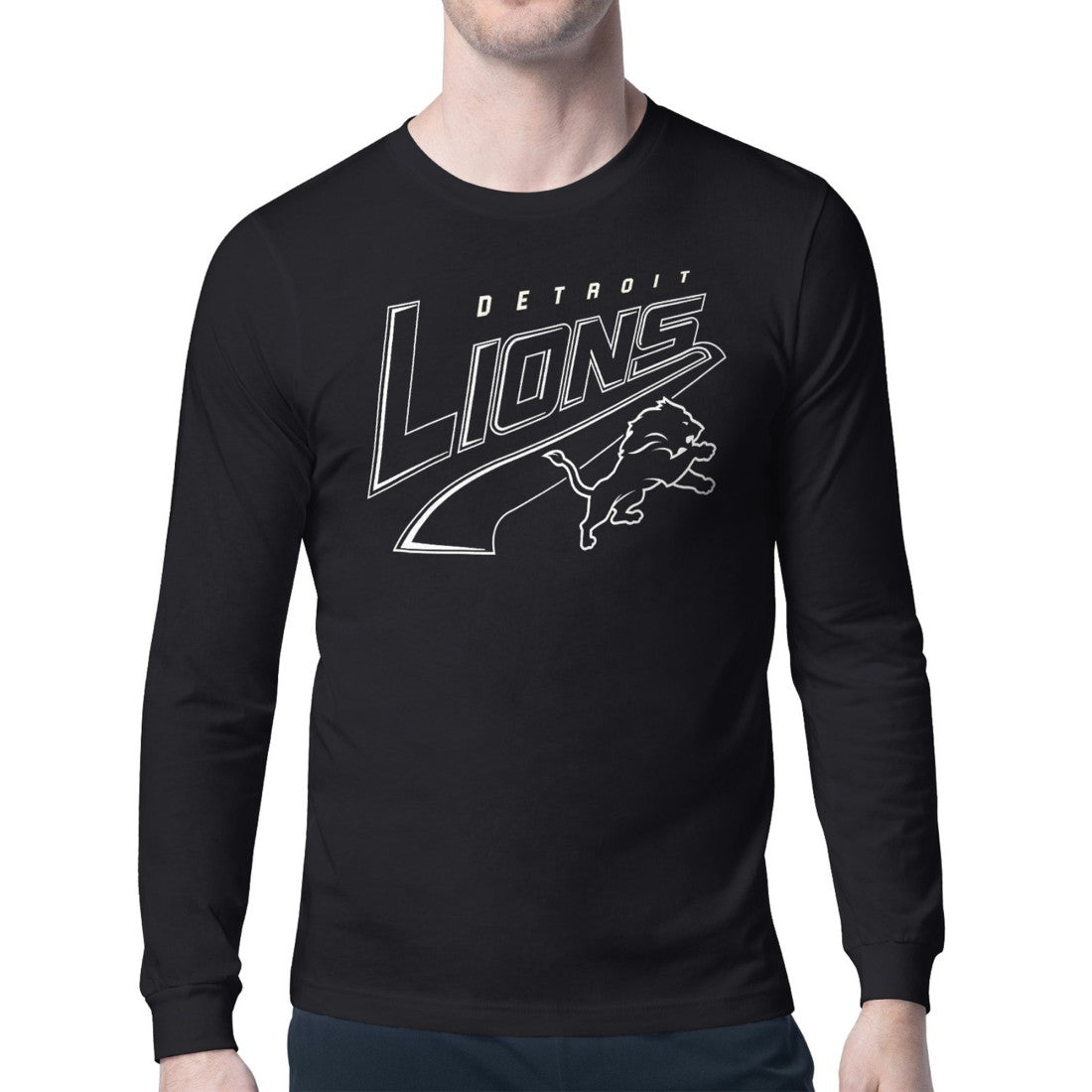 Detroit Lions Starter Modern Tailsweep Graphic Long Sleeve T-Shirt Black - NFL