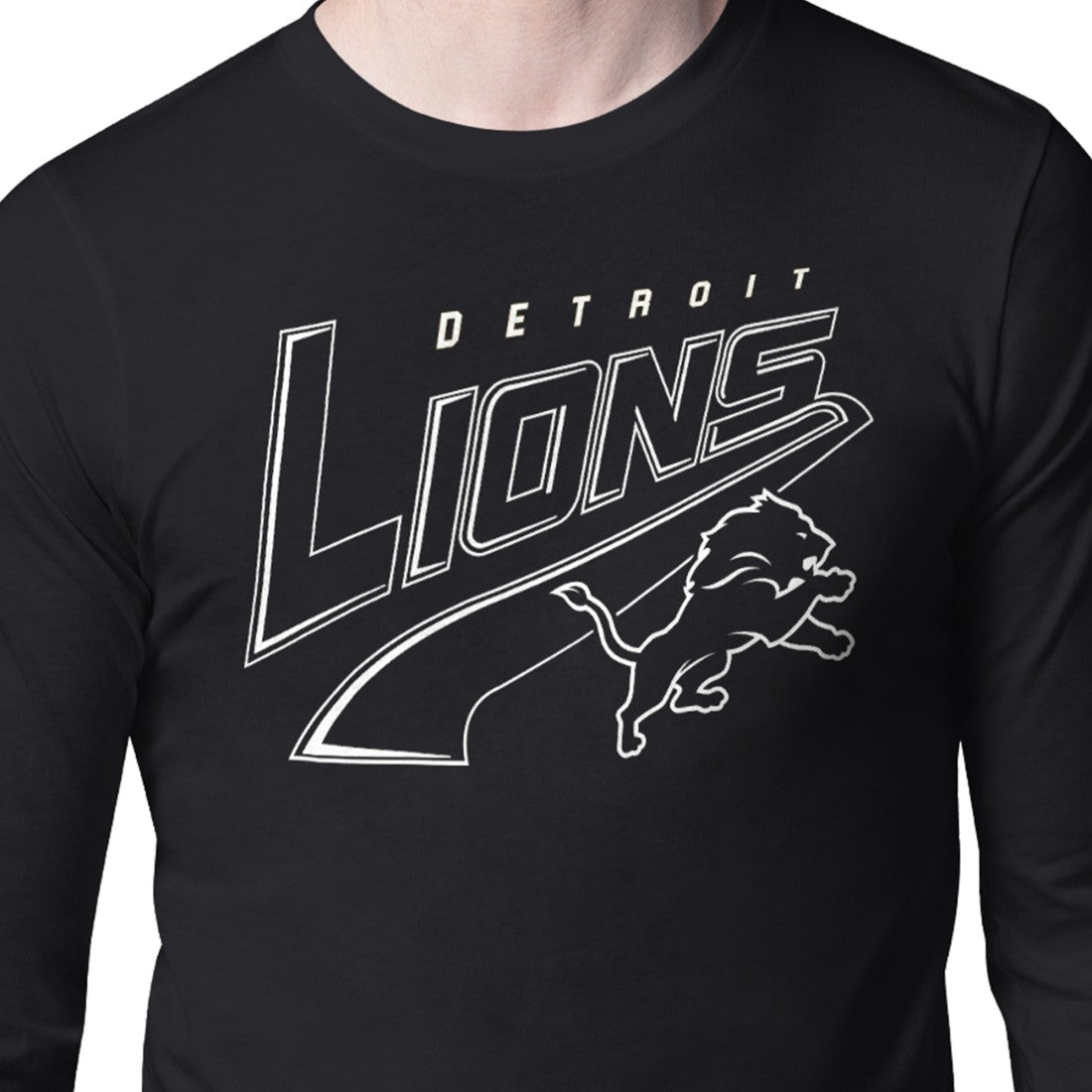 Detroit Lions Starter Modern Tailsweep Graphic Long Sleeve T-Shirt Black - NFL