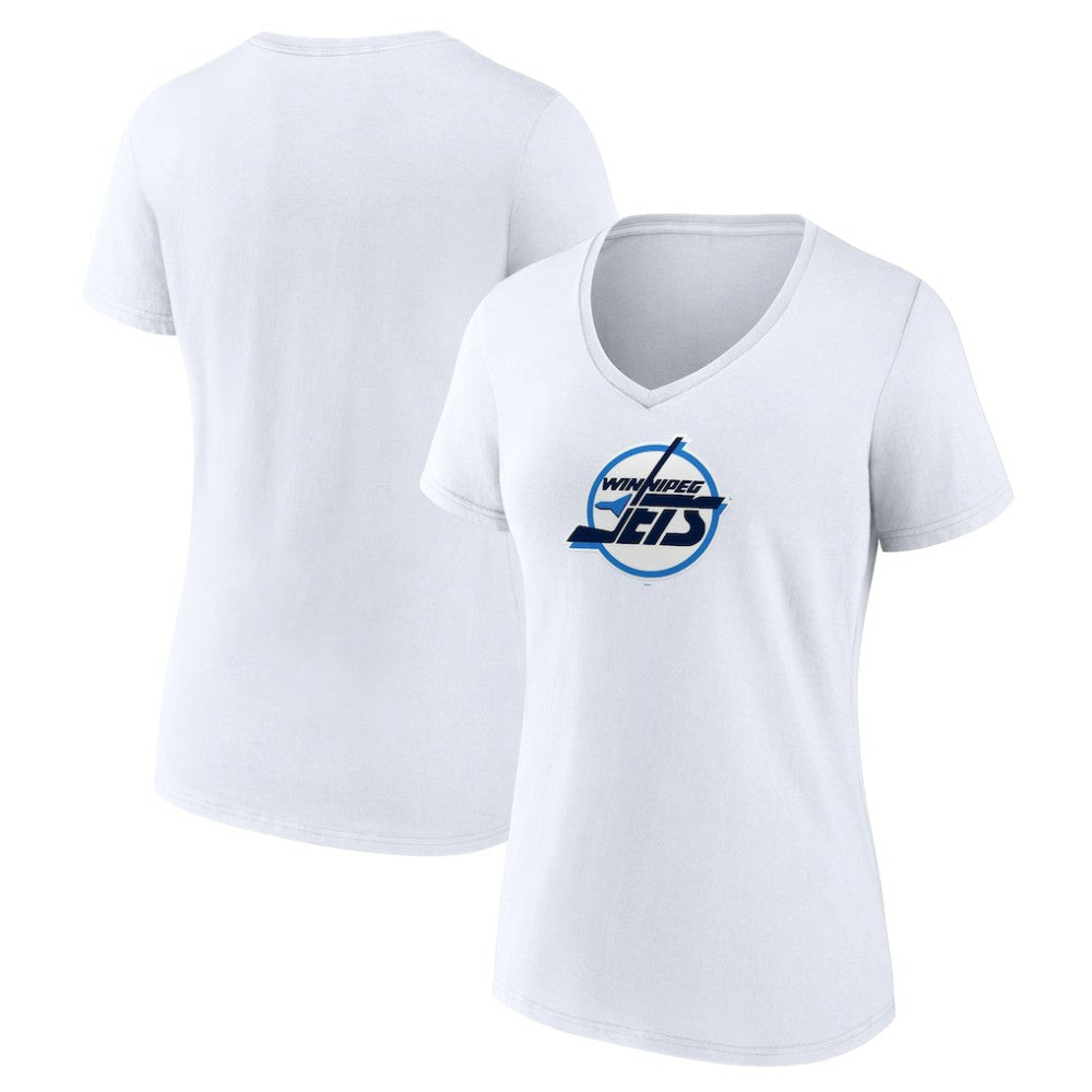 Winnipeg Jets - Women's Primary Logo V-Neck T-Shirt White