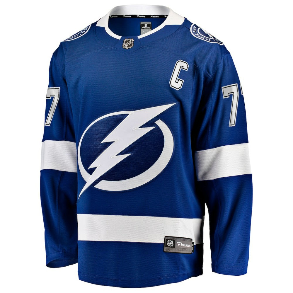 Victor Hedman Tampa Bay Lightning Fanatics Home Captain Patch Breakaway Jersey - Blue | NHL Jerseys